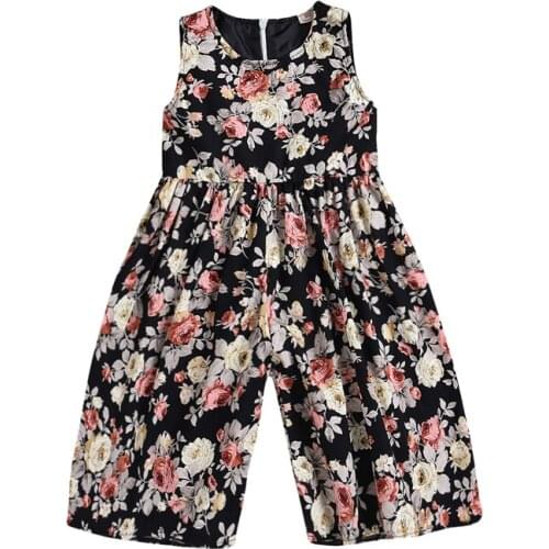 2018 Summer Sweet Lovely Toddler Baby Girls Romper Sleeveless O-Neck Floral Print Covered Button Romper Jumpsuits