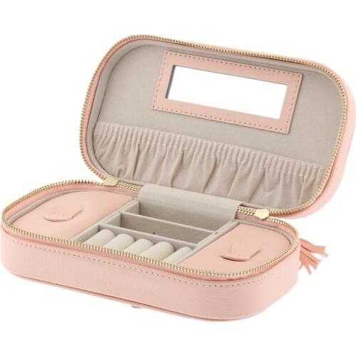 Travel Jewelry Organizer Jewelry Storage Carrying Cases for Earrings, Necklaces, Rings with A Small Mirror Inside
