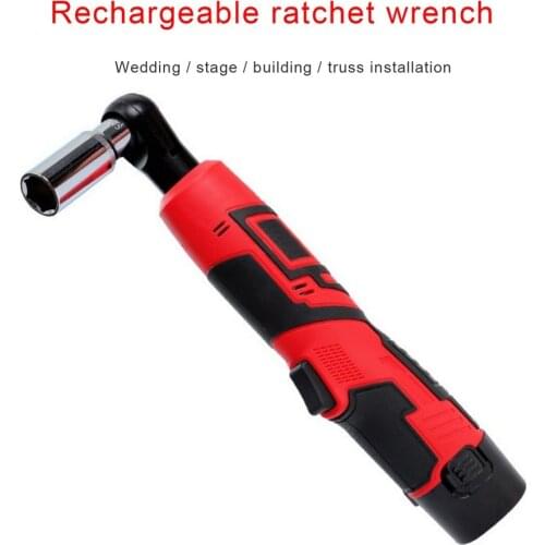 Electric Wrench Cordless Electric Ratchet 12V Rechargeable Scaffold 60N.m Right Angle Wrench Tool Belt 2Pcs Battery Charger Kit