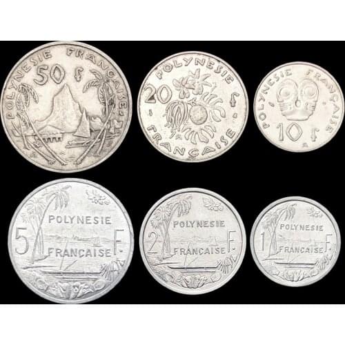 French Polynesia 6 Coins Large Set Real Original Coins Collectibles Authentic Unc