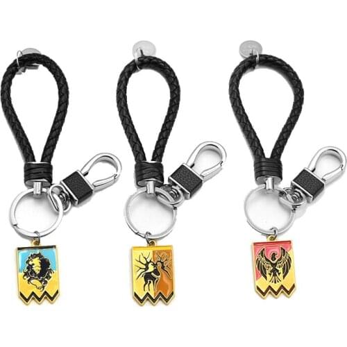 Game Enamel Fire Emblem Keychain Figure Logo Tags Metal Pendant Braided Leather Keyrings Bag Car Key Holder Men Jewelry llaveros