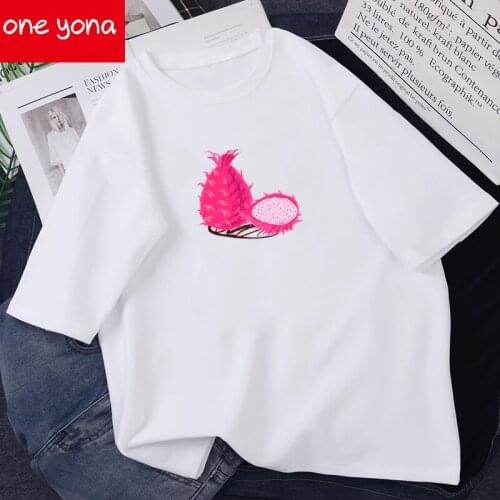 Kawaii T-shirt Ladies Summer Cotton Short Sleeve O-Neck Pullover Street Casual Harajuku Top
