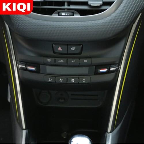 KIQI Car Central Control Panel Stickers for Peugeot 208 2015 2016 2017 2018 2019 Gear Knob Panel Cover Trim Sticker Accessories