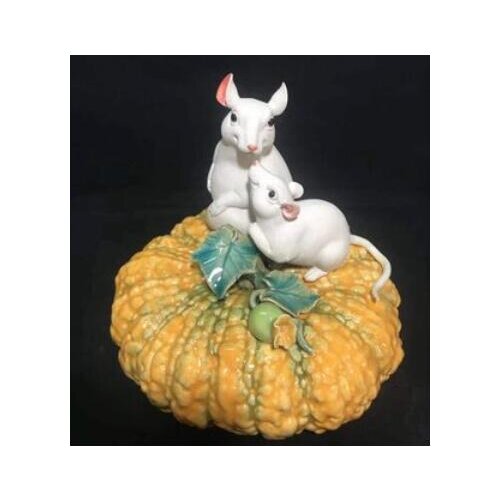 Mouse Chinese zodiac rat Gold full house Shiwan ceramic doll crafts decorations gift room doll are displayed doll mascot cerami