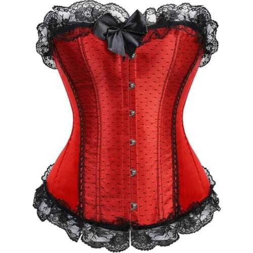 Corsets Tops for Women Bustiers Punk Rave Boned Corsets Underwire Lace Overlay Corsetto Push Up Evening Party Bodyshaper