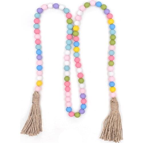 Easter Pendant Spring Decor Colorful Wood Bead Garland Natural Art Hangers Hot Farmhouse Home Wall Hanging Decoration