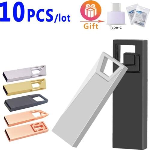 10pcs/lot metal USB Flash Drive PenDrive Pen Drive U Stick U Disk Memory Stick Usb Stick Gift 4gb 8gb 16GB 32gb 64gb 128gb