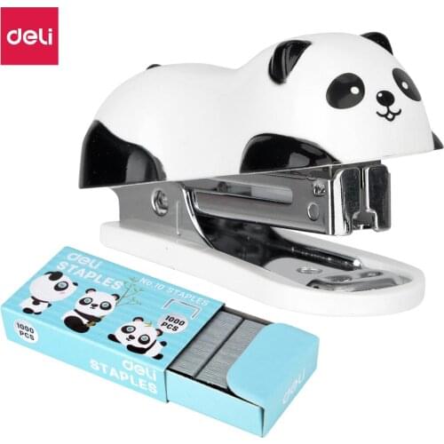 DELI Cartoon Mini Stapler set stapling machine with 1000 pcs No.10 staples Office school binding supplies Manual Cute Staplers