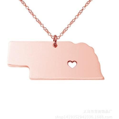 Fashion popular MAP of The United States Nebraska not embroidered steel necklace