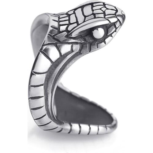 New Retro Eye Snake Head Ring Mens Ring Fashion Metal Horror Animal Accessories Party Jewelry Wholesale