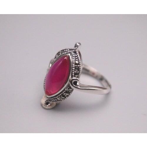 New Pure 925 Sterling Silver Ring Width 23mm red corundum Lace Ring