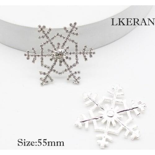 NEW 55mm large Snowflake Rhinestone Buttons 10Pcs/Lot Metal Rhinestone Button Sewing Party Handmade Diy Decoration Accessories