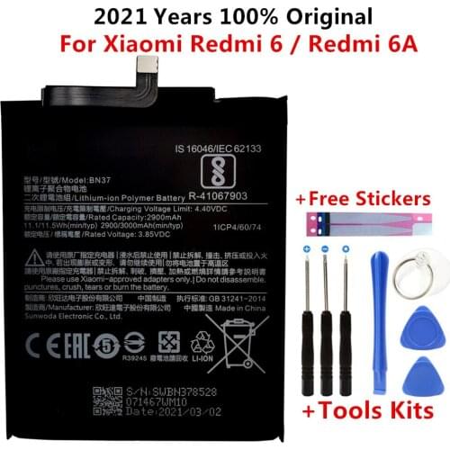 Original Replacement Battery For Xiaomi Mi Redmi6 Redmi 6 Redmi 6A Redrice 6 BN37 Genuine Phone Battery 3000mAh+Tools Kits