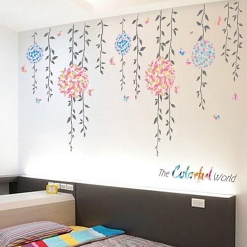 Simple Plant Vines Wall Sticker Living Room TV Sofa Backdrop Decoration Warm Bedroom Wall Decals Self Adhesive Vinyl Wallpaper