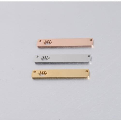 100% Stainless Steel Blank Plates For Engrave Rose Gold/Gold/Silver Color Metal Hollow Crown Plate Mirror Polished 20pcs
