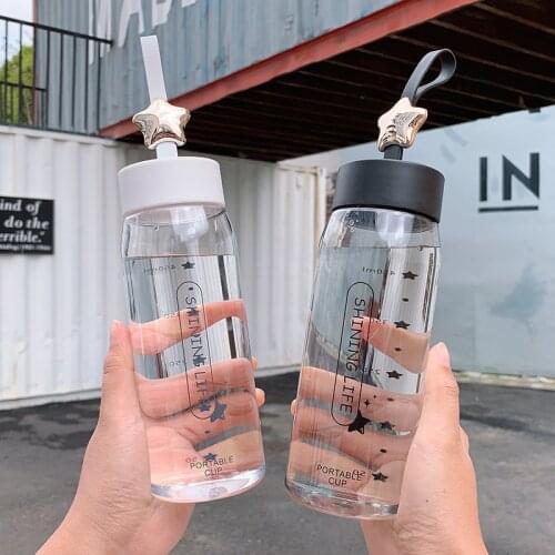 Sports water bottle simple creative portable plastic very light portable star cup cute couple outdoor large capacity water cup