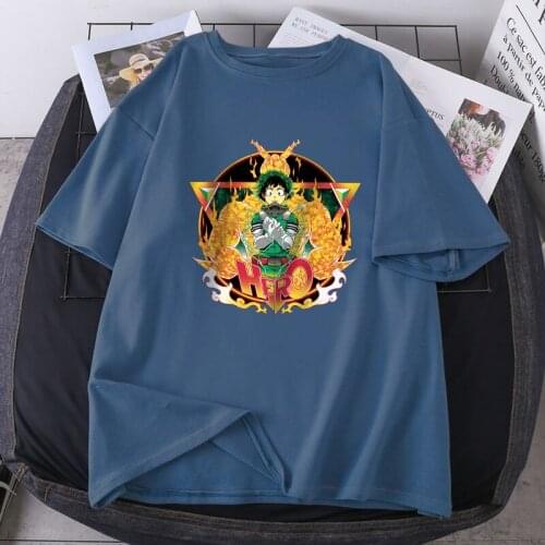 Streetwear My Hero Academy Women T-shirts Print Short Sleeve Plus Size Tshirts Black Vintage Cosplay Tops Tees Camiseta Woman