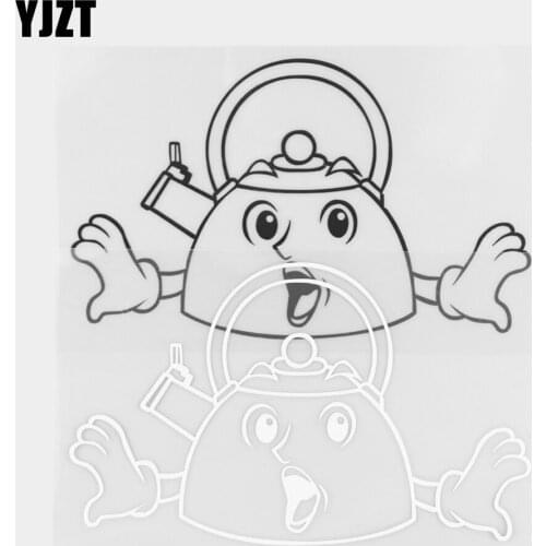 YJZT 14.5×8.9CM Car Sticker Lovely Kettle Decoration Body Cartoon Funny Vinyl Decal Black / Silver 20D-0364
