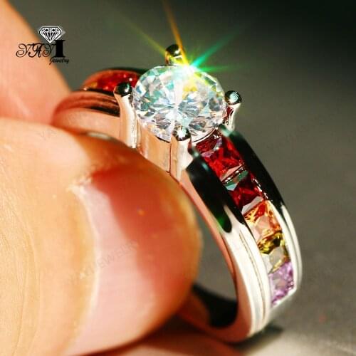 YaYI Jewelry Fashion Princess Cut Prong Setting White Cubic Zirconia Silver Color Engagement Wedding Party Leaves Gift Rings