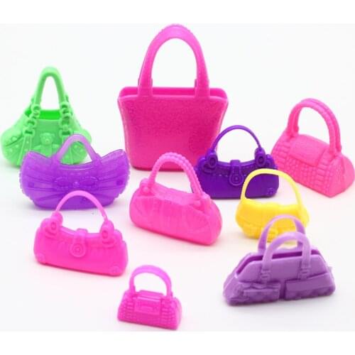 10 pcs/lot Fashionable Shoulder Bag Casual Bags For BarbieDolls Mixed Styles Girl Favorite Birthday Gifts Doll Accessories