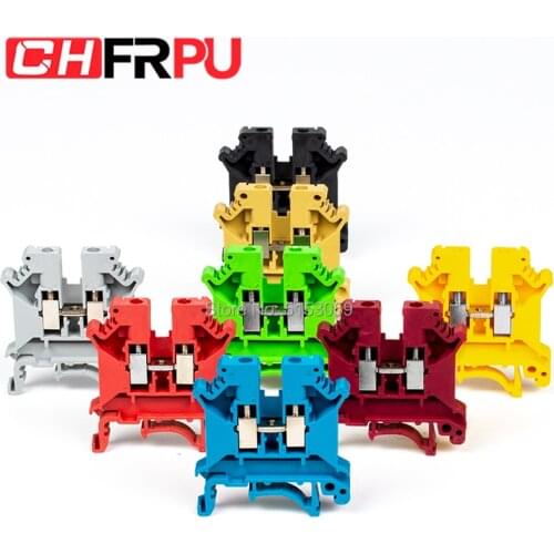 10PCS UK-5N Universal DIN Rail Mounted Terminal Blocks Screw Type Connector Electrical Crimp Terminator UK5N