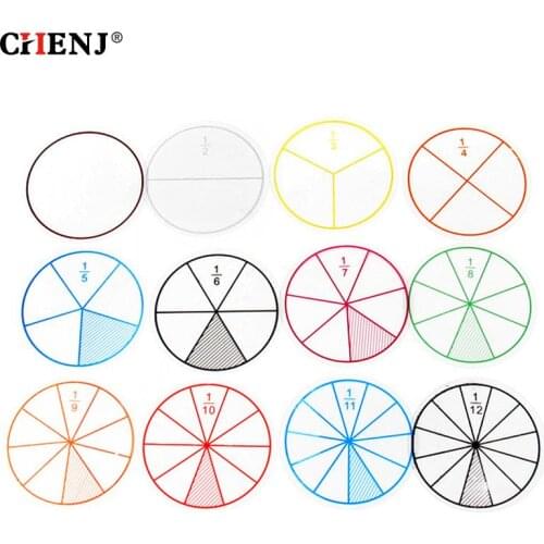 12Pcs Kids Mathematics Fraction Teaching Tool Plastic Protable Children Math Fraction Learning Tool Education Toys Gift