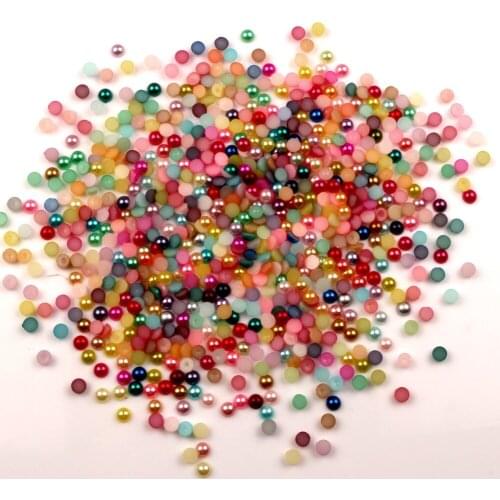 2000Pcs Mixed 5mm Half Round Pearl Beads Craft Cabochon Scrapbook Decoration Flatback Nail Art Garment Beads DIY Accessories