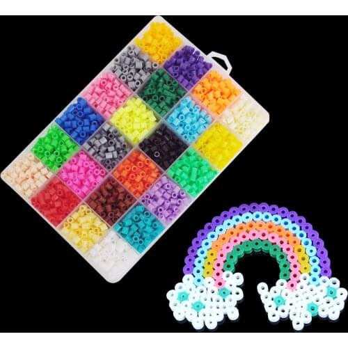 2400Pcs 24 Colors Fashion Ranbow Mini Fuse Beads Craft Beading Kit Toys Gifts Kids Adults DIY Handcraft Project Educational Toys