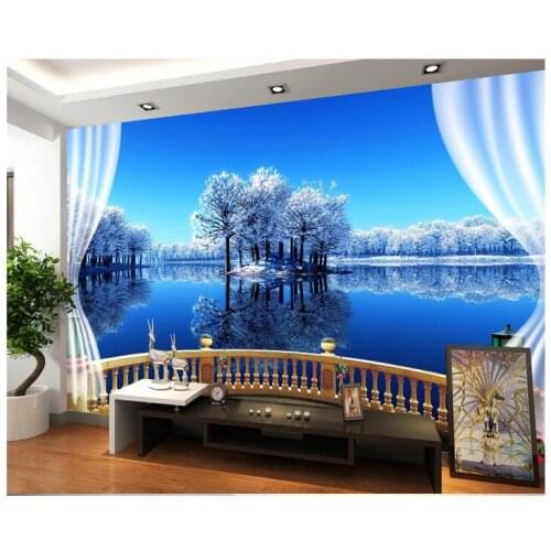 3d wallpaper custom photo non-woven mural wall sticker 3 d The tree is covered with snow painting 3d wall room murals wallpaper