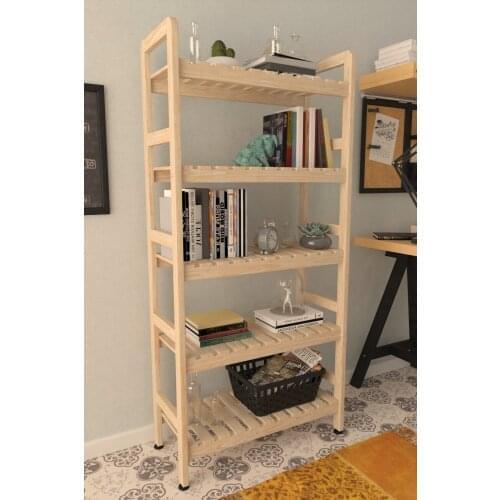 5 Katlı Vernikli Ahşap Kitaplık 144*68*30Cm Çok Amaçlı Raf, Kitaplık, Oturma Odası ve Çocuk Odası, Banyo Dolap, Dekoratif Dolap