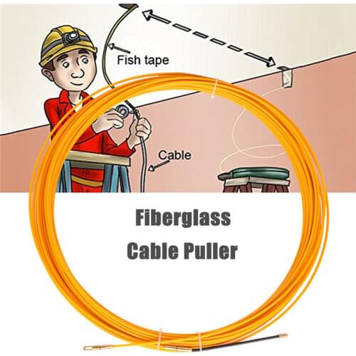5M/15M/25M 3mm Cable Puller Fish Tape Yellow Cable Duct Fiberglass Fish Tape Reel Puller Fiberglass Metal Wall Wire Conduit