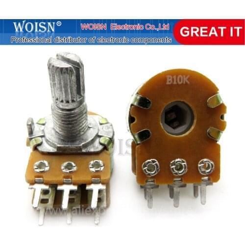 5PCS WH148 B10K 6PIN 10K ohmPotentiometer 15mm Shaft With Nuts And Washers Hot In Stock