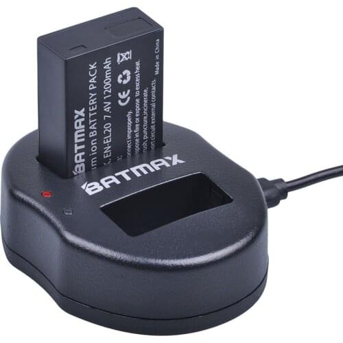 Batmax 1PC EN-EL20 EN EL20 ENEL20 Battery with USB Dual Charger for NIKON 1 J1 J2 J3 S1 Digital Camera Battery with USB Cable