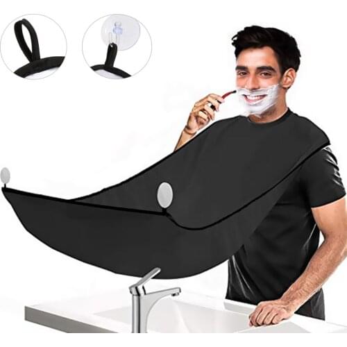 Bathroom Male Beard Shaving Apron Gather Cloth Cutting Cape Facial Hair Dye Trimmings Catcher Cape with Two Suction Cups
