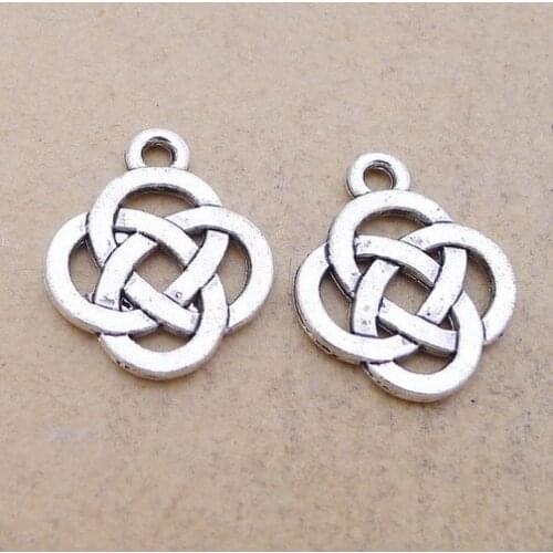 30pcs Chinese Knot Charm Tibetan Silver Color Pendant Fit Diy Handmade Findings Jewellery Making Supplies Accessories