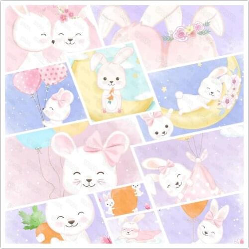 5D Diamond Painting Cartoon Cute Pink Girl Heart Bunny Flower Carrot Modern Simple Warm Childrens Bedroom Decoration Drawing
