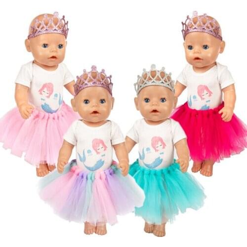 Doll Clothes Dress Set Fit 17 Inch 43cm Born Baby Doll 18 Inch American Generation Girl Doll Dress Baby Birthday Festival Gift