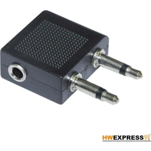 HWEXPRESS Hot New Black Airplane Headphone Earphone 3.5 Jack Socket Double Adapter