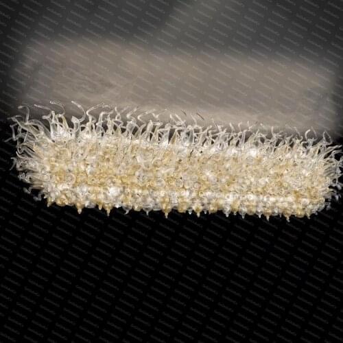 Unique Big Lighting LED Hand Blown Glass Chandelier for Dining Room Retro Amber Color Ceiling Lamp Length 200 by High 50 CM