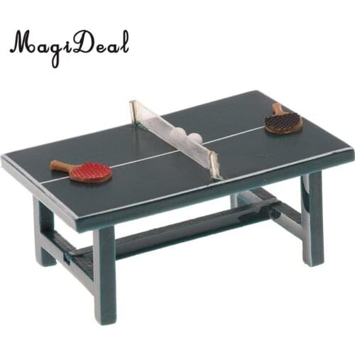 MagiDeal 1/12 Plastic Dollhouse Miniatures Furniture Sports Game Tennis Table Bat and Balls Full Set for KidsPretend Play Toy