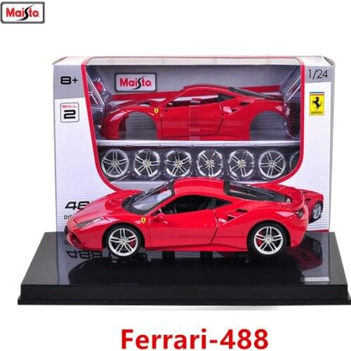 Maisto 1:24 Ferrari -488 8 styles Ferrari assembled alloy car model assembled DIY toy tool boy toy gift collection