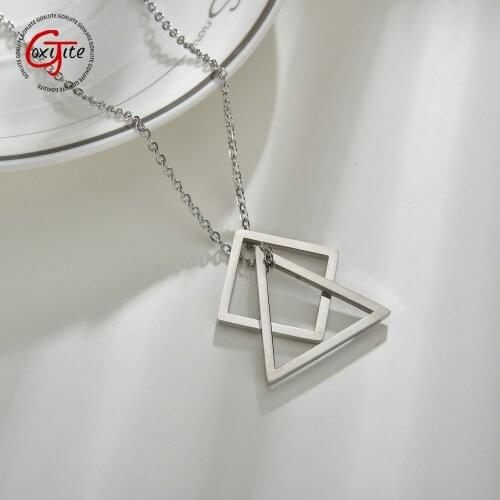 Goxijite Fashion Necklace For Women Men Stainless Steel Geometric Triangle Necklace Jewelry Accessaries
