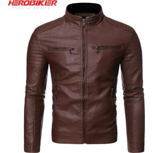 HEROBIKER Motorcycle Jacket PU Leather Retro Men Personality Windproof Riding Jacket Casual Moto Jacket Chaqueta Four Seasons