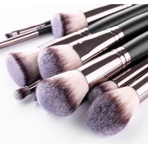 Black Makeup Brush Set Cosmetics Foundation Blending Blush Maquillaje-Make-Up With Bag