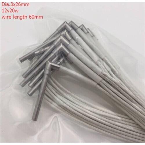 Custom dia.3x26m cartridge rod heater with right angle 12v20w