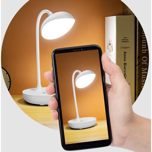 3 Brightness Levels Desk Lamp Flexible Lamp Rod Reading Study LED Lamp Phone Holder Rechargeable Battery For Home School