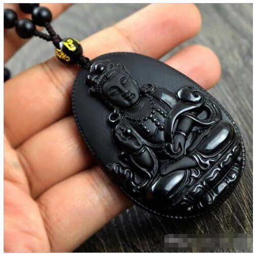 Natural Obsidian Necklace Fashion Black Ruyi Guan Yin For Women Men Vintage Fine Jewelry Ornaments>Selling jewerly free shipping