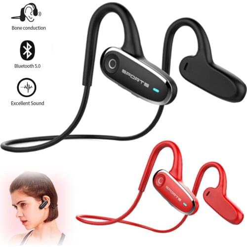 Bone Conduction Earphones Open Ear Bluetooth V5.0 Stereo Sound Earbud Noise Cancelling Headset with microphone Volume Control