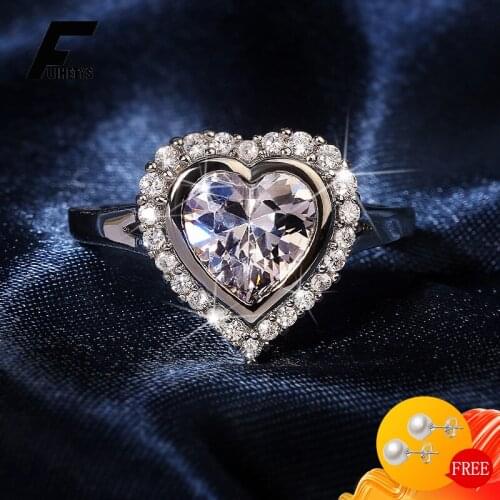 BaliJelry Luxury Women Ring 925 Silver Jewelry Heart-shape AAA Zircon Gemstone Finger Rings for Wedding Engagement Accessories