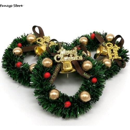 Christmas Wreath Bells Miniature Landscape Mini House Ornament Diy Christmas Decoration Christmas Tree Cute Pendant Bag Decor